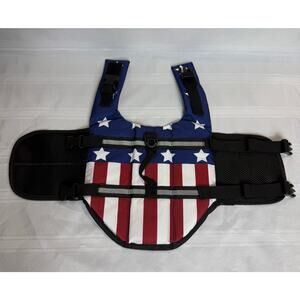 Patriotic American Flag Dog Life Jacket Size S Adjustable Vest